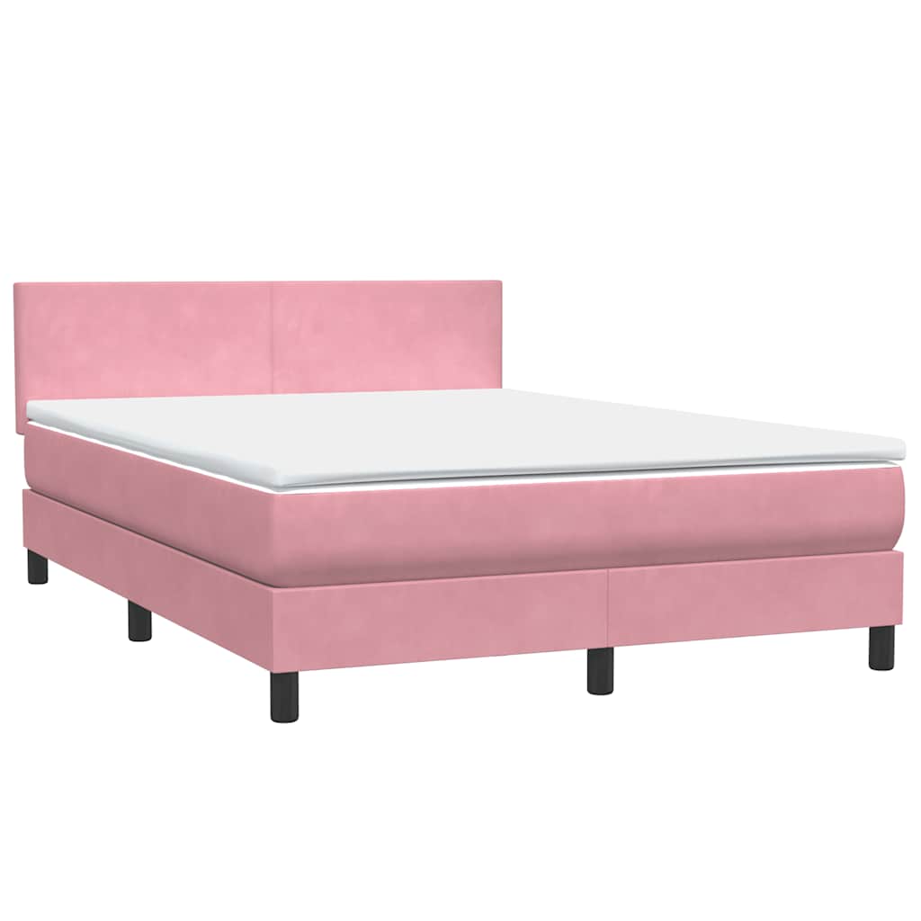 Letto a Molle con Materasso e LED Rosa 160x210 cm in Velluto