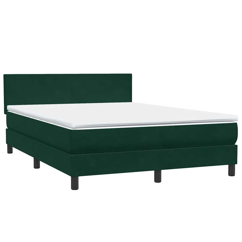 Letto a Molle con Materasso e LED Verde Scuro 160x220 cm Velluto