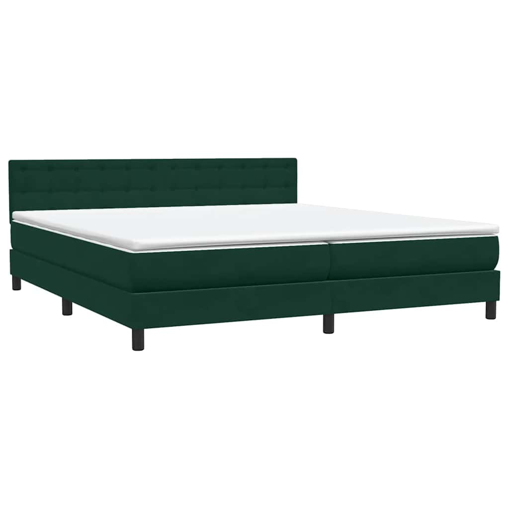 Letto a Molle con Materasso e LED Verde Scuro 200x210 cm Velluto