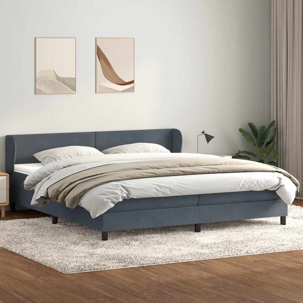 Giroletto a Molle con Materassi Grigio Scuro 180x210 cm Velluto