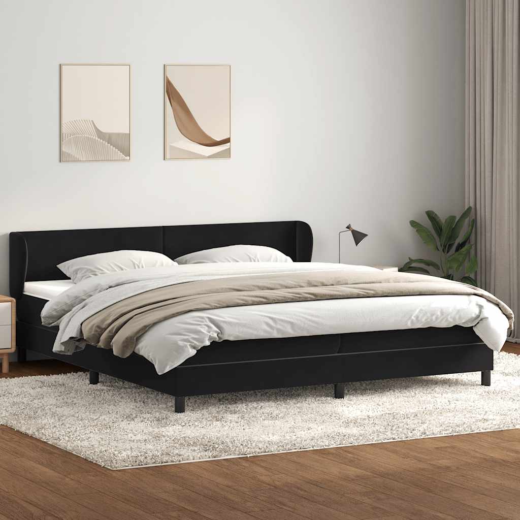 Giroletto a Molle con Materassi Nero 180x220 cm in Velluto