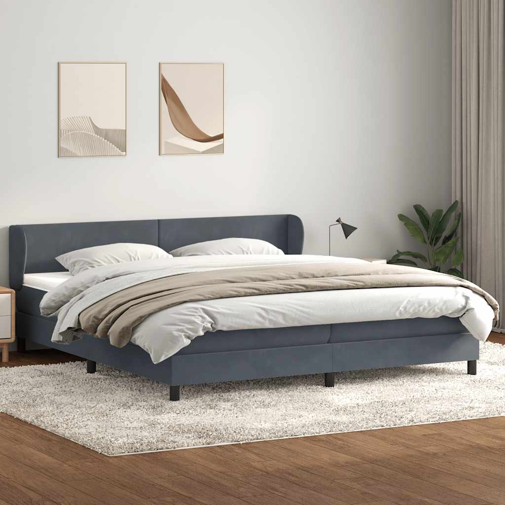 Giroletto a Molle con Materassi Grigio Scuro 200x220 cm Velluto