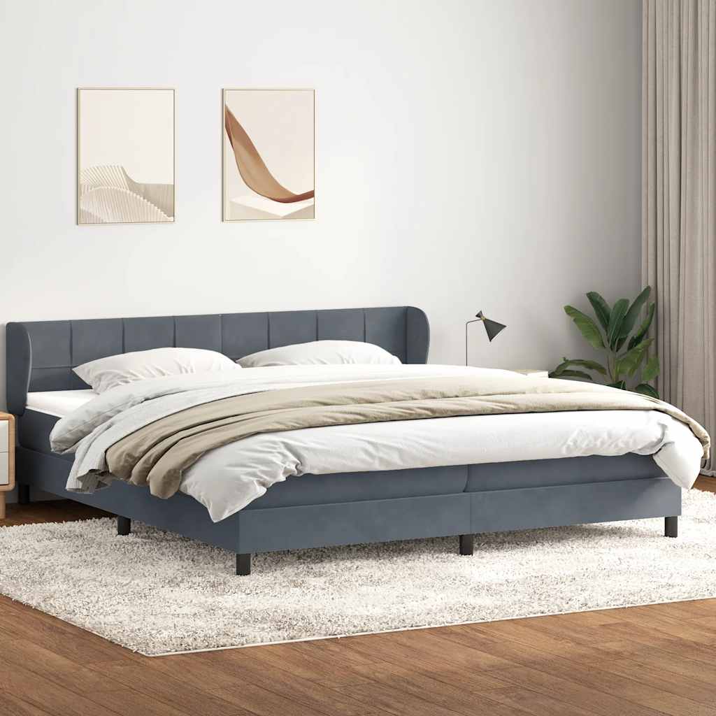 Giroletto a Molle con Materassi Grigio Scuro 200x210 cm Velluto
