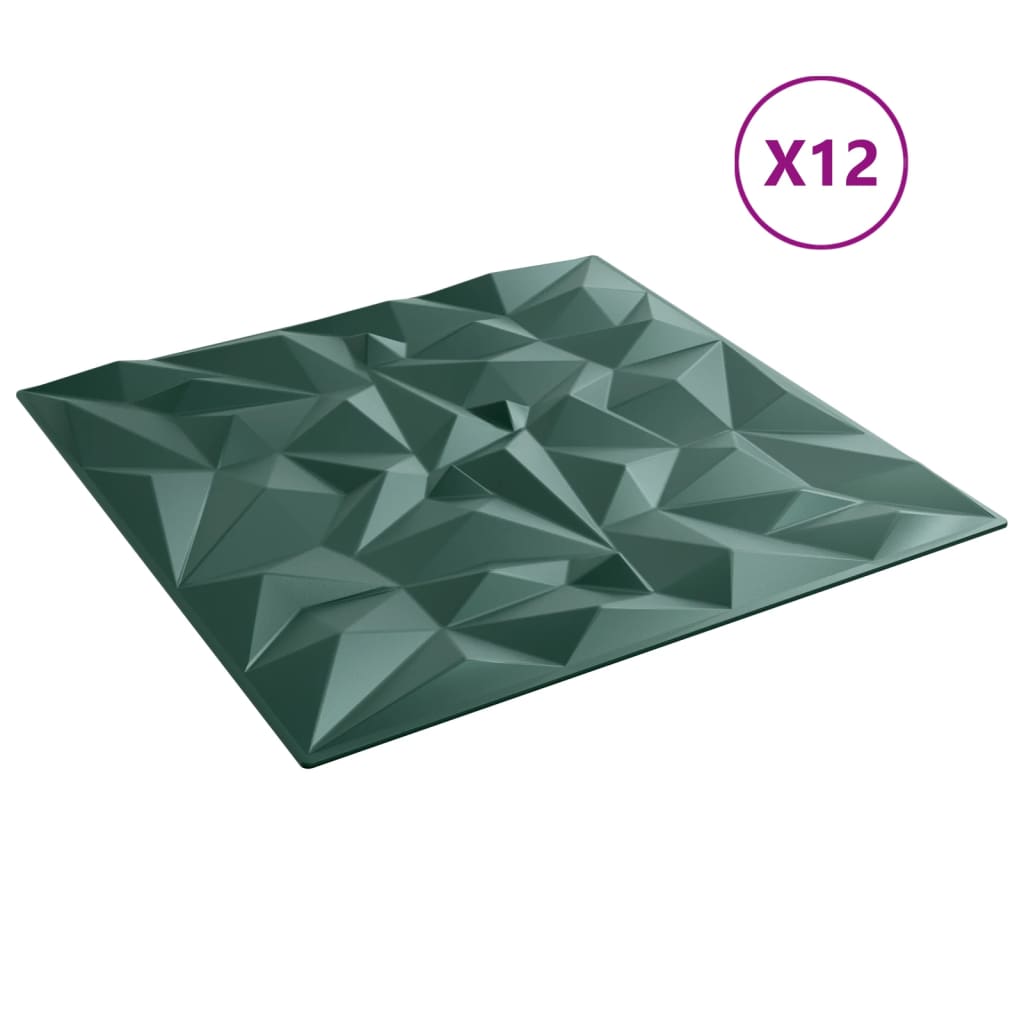 Pannelli Murali 12 pz Verdi 50x50 cm XPS 3 m² Ametista