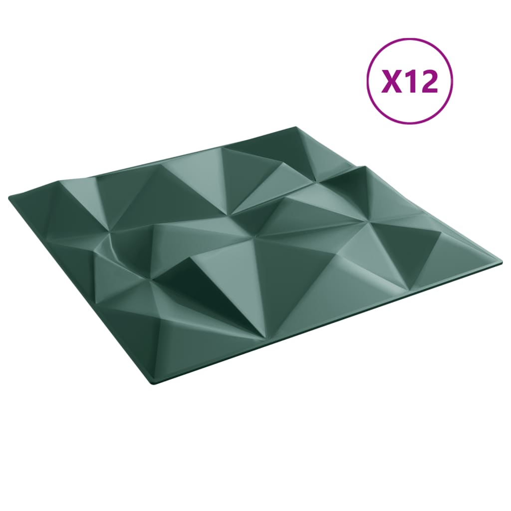 Pannelli Murali 12 pz Verdi 50x50 cm XPS 3 m² Diamante
