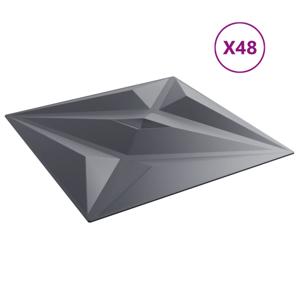 Pannelli Murali 48 pz Grigi 50x50 cm XPS 12 m² Stella