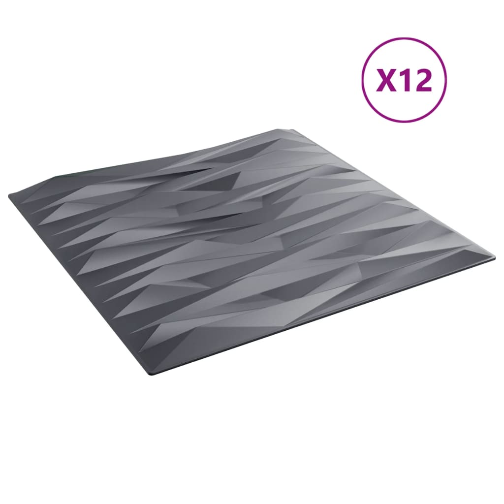 Pannelli Murali 12 pz Grigi 50x50 cm XPS 3 m² Pietra