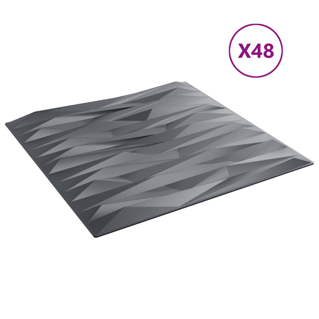Pannelli Murali 48 pz Grigi 50x50 cm XPS 12 m² Pietra