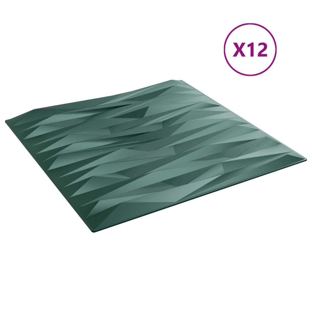 Pannelli Murali 12 pz Verdi 50x50 cm XPS 3 m² Pietra