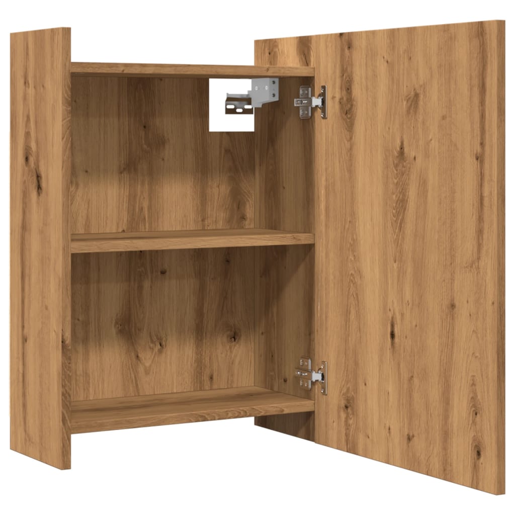 Mobile Bagno con Specchio Rovere 62,5x20,5x64 cm Multistrato