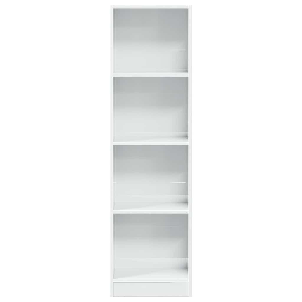Libreria Bianco Lucido 40x24x143 cm in Legno Multistrato