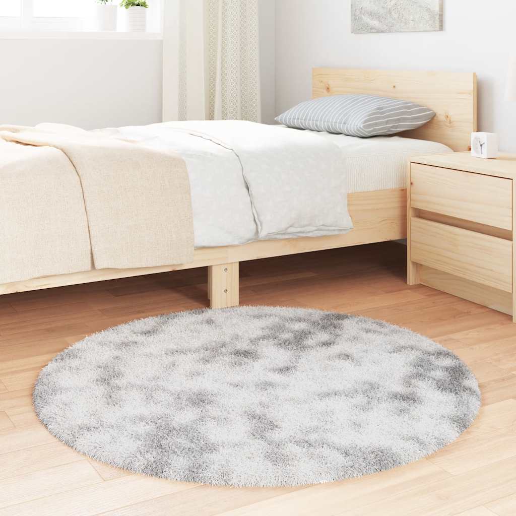 Tappeto Shaggy a Pelo Lungo NAVARRA Grigio Argento 100x100cm