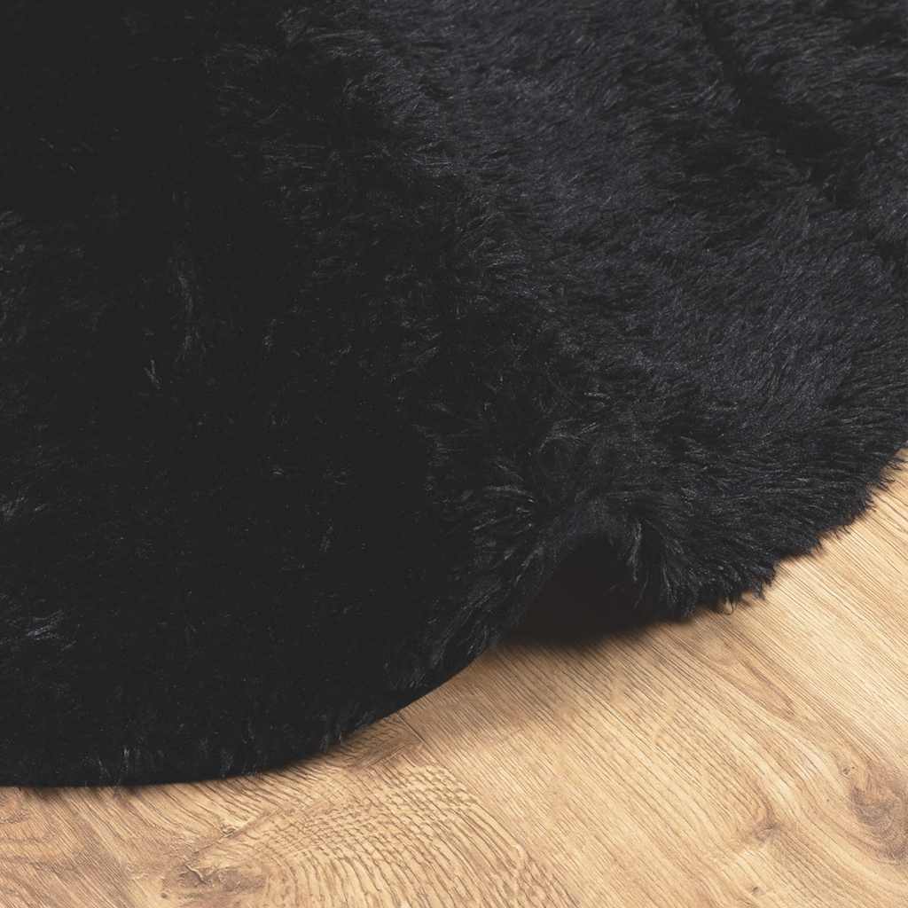 Tappeto Shaggy a Pelo Lungo NAVARRA Nero 160x160 cm poliestere