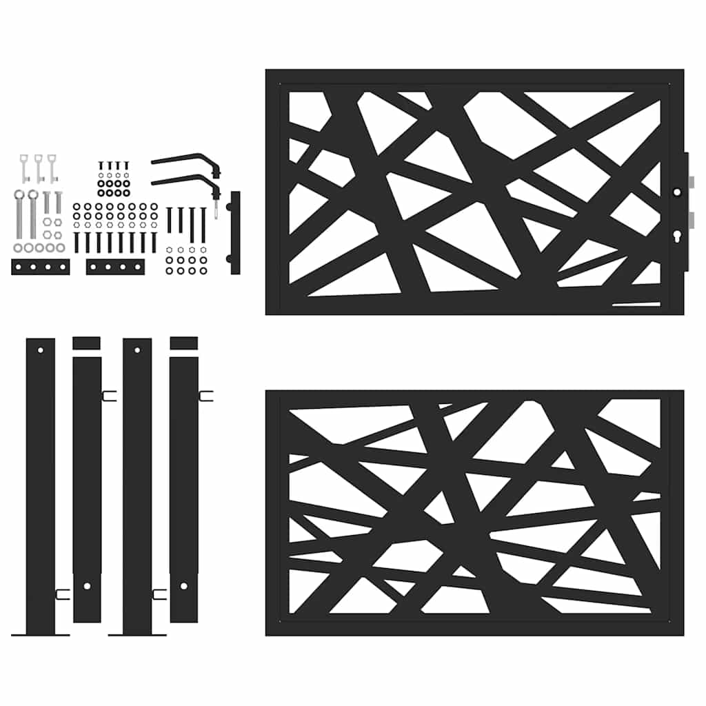 Cancello Giardino Nero 105x106 cm in Acciaio Design Leggero