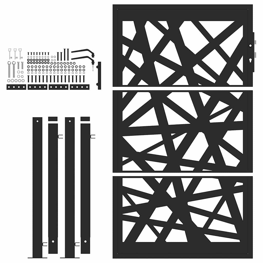 Cancello Giardino Nero 105x155 cm in Acciaio Design Leggero