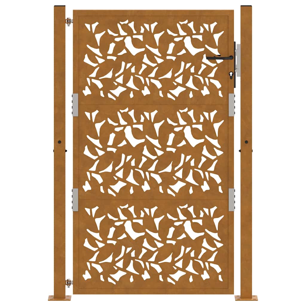 Cancello da Giardino 105x155 cm Acciaio Corten Design a Foglia