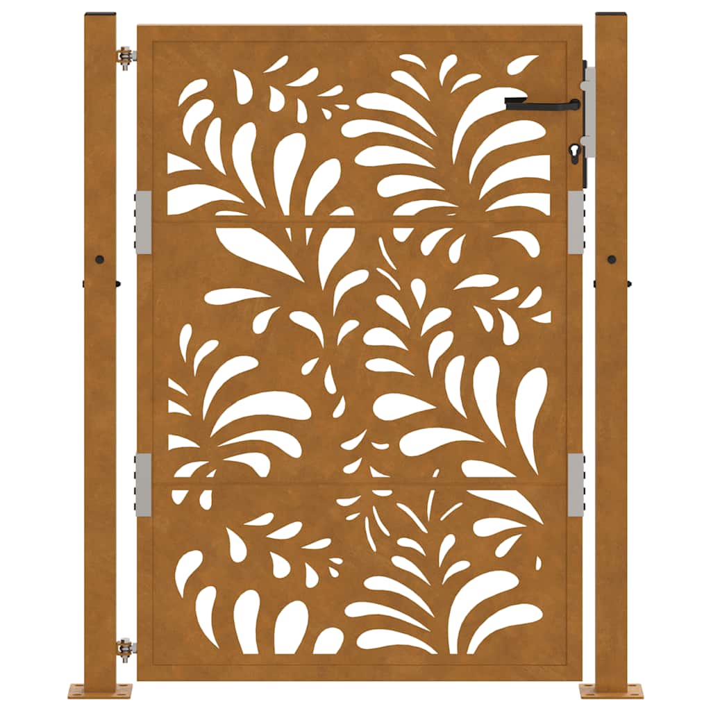 Cancello da Giardino 105x130 cm Acciaio Corten Design Ondulato