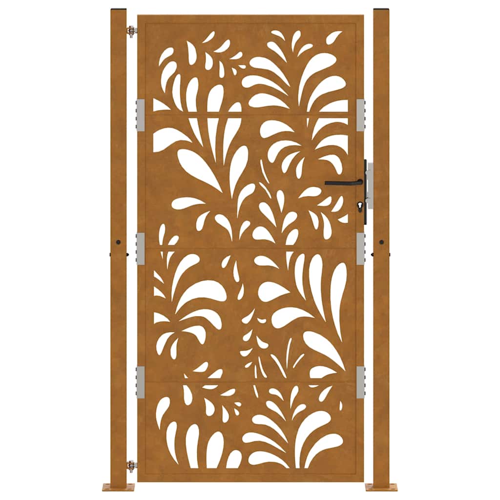 Cancello da Giardino 105x180 cm Acciaio Corten Design Ondulato