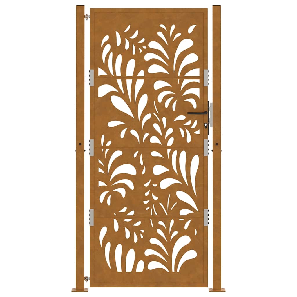 Cancello da Giardino 105x205 cm Acciaio Corten Design Ondulato