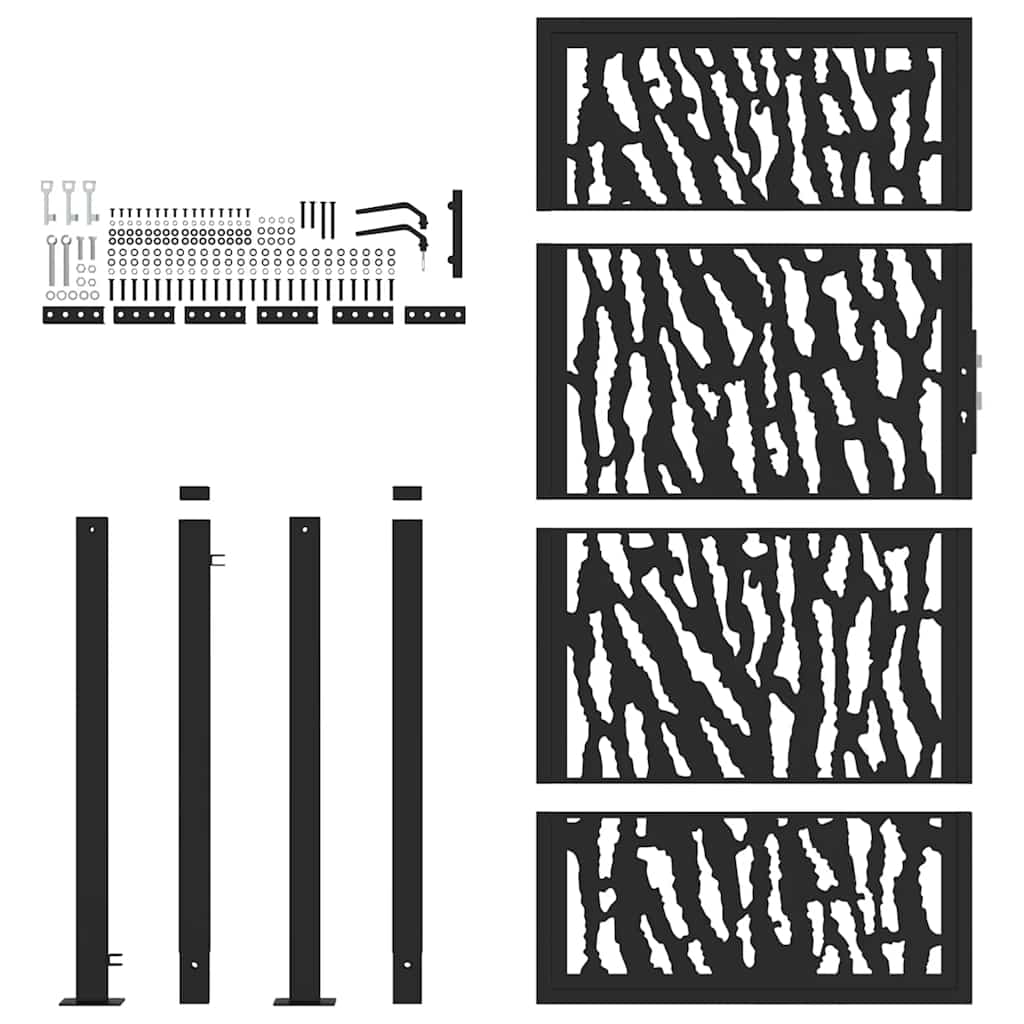 Cancello Giardino Nero 105x180 cm in Acciaio Design a Traccia