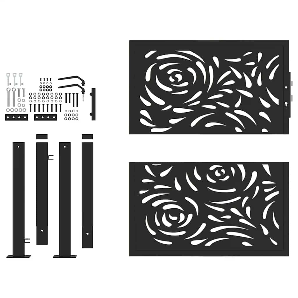 Cancello Giardino Nero 105x106 cm in Acciaio Design a Fiamma