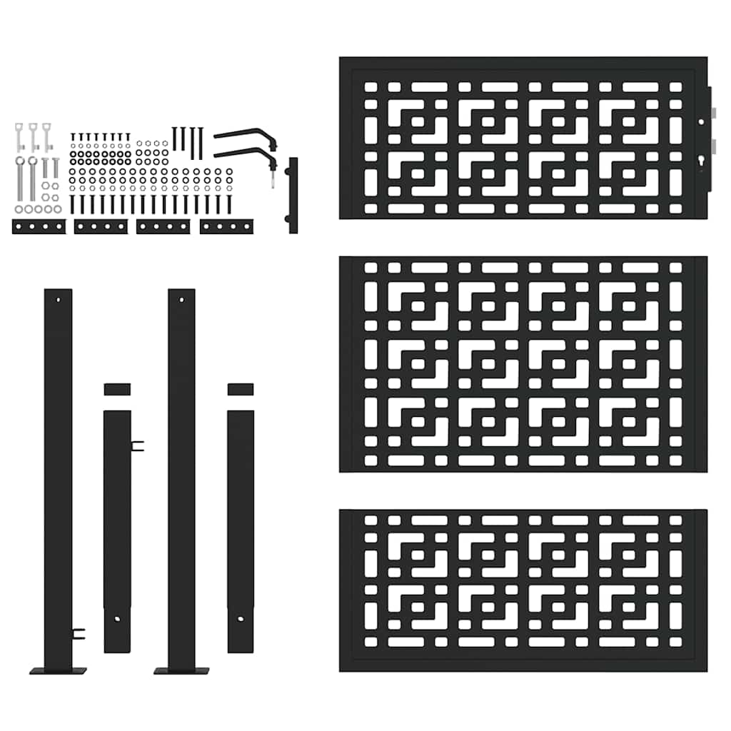 Cancello Giardino Nero 105x130 cm in Acciaio Design a Croce