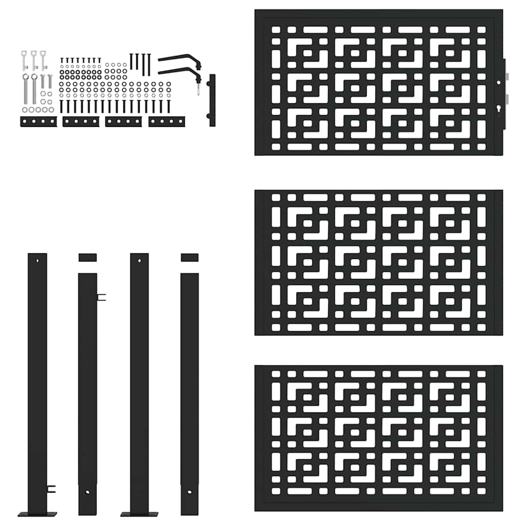 Cancello Giardino Nero 105x155 cm in Acciaio Design a Croce