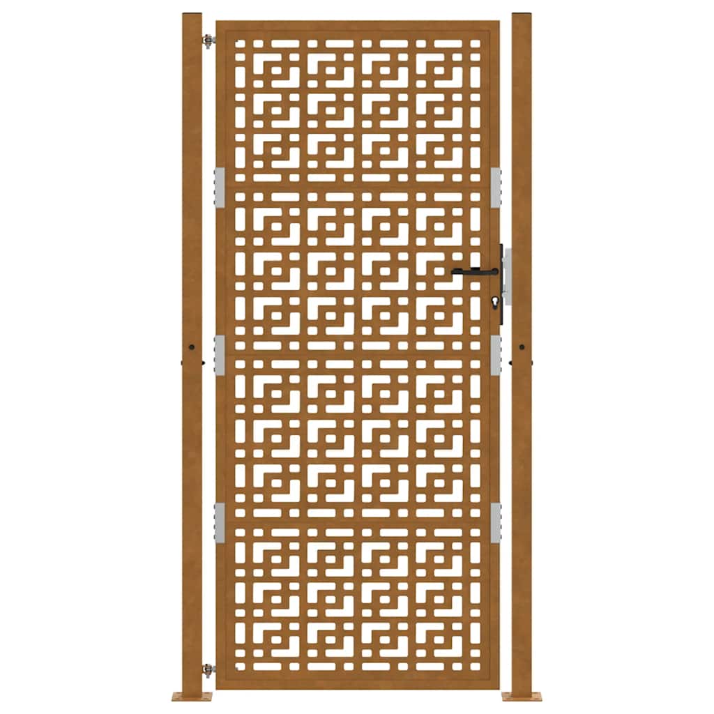 Cancello da Giardino 105x205 cm Acciaio Corten Design a Croce