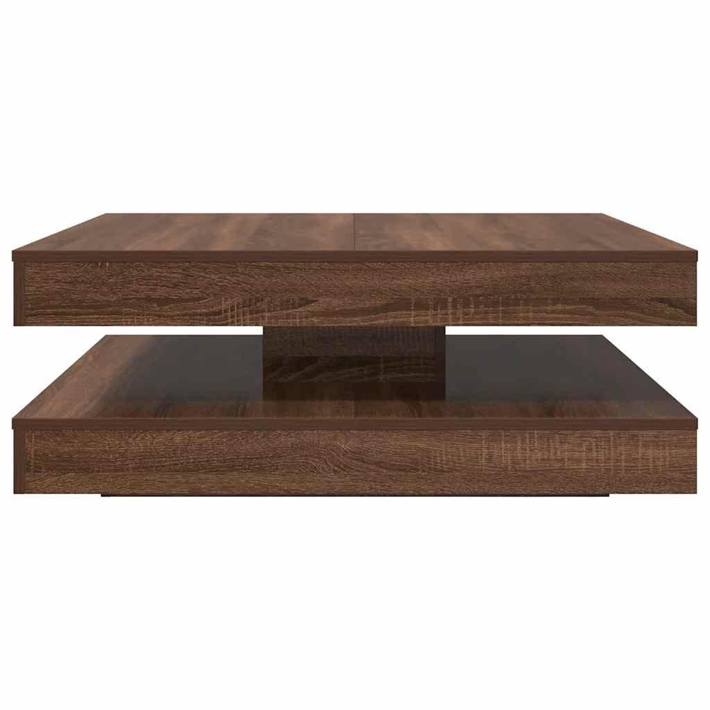 Tavolino da Caffè Girevole a 360 Gradi Marrone 90x90x34,5 cm