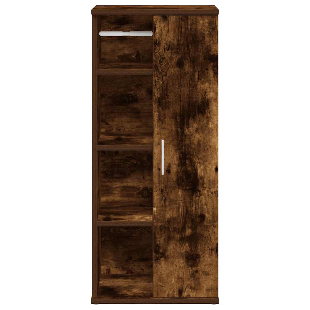 Mobile da Bagno con Portarotolo Rovere Fumo 39x22x90 cm