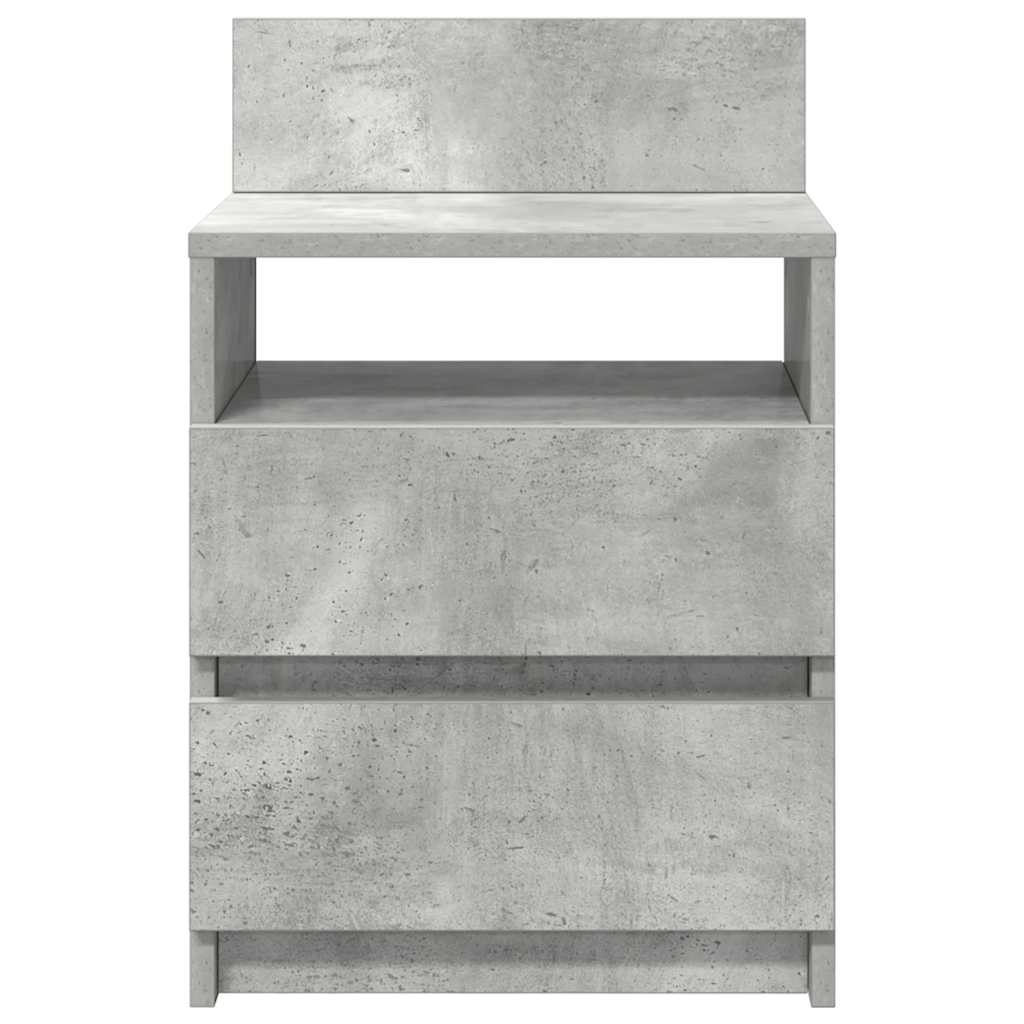 Comodino con 2 Cassetti Grigio Cemento 40x33x60 cm