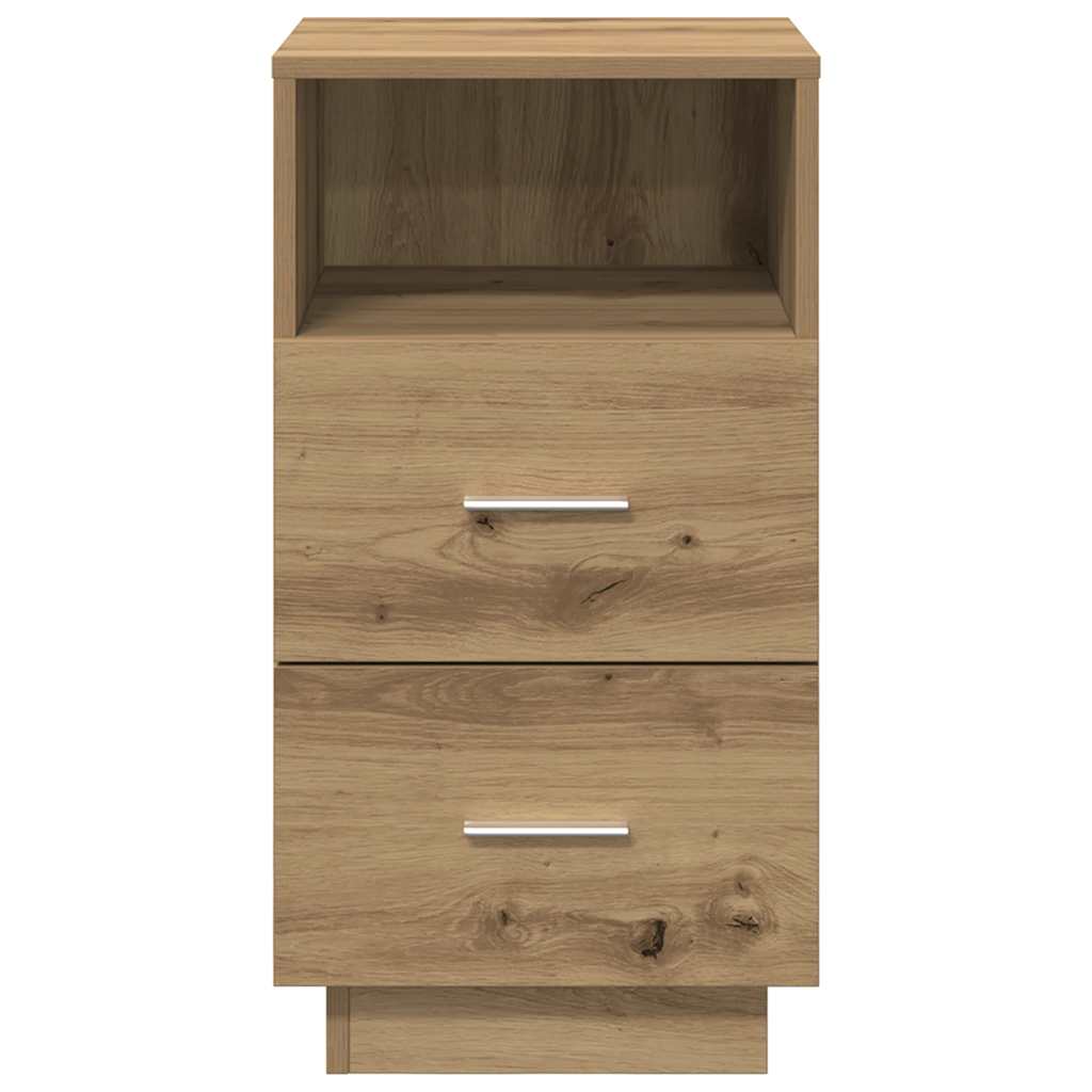 Comodino con 2 Cassetti Rovere Artigianale 36x36x68 cm
