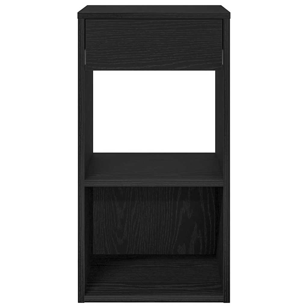 Comodino con Cassetto Rovere Nero 35x34x66,5 cm