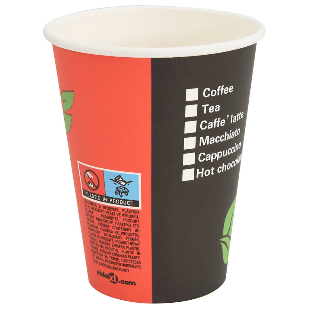 Bicchieri da Caffè in Carta 1000 pz 12oz 300ml Rosso e Nero