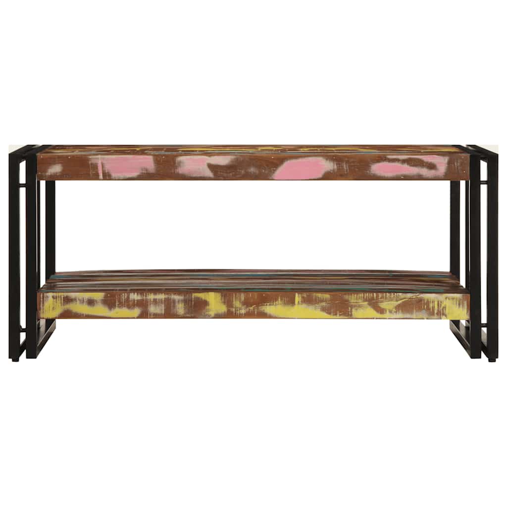 Tavolino Salotto Multicolore 90x50x38cm Legno Massello Recupero