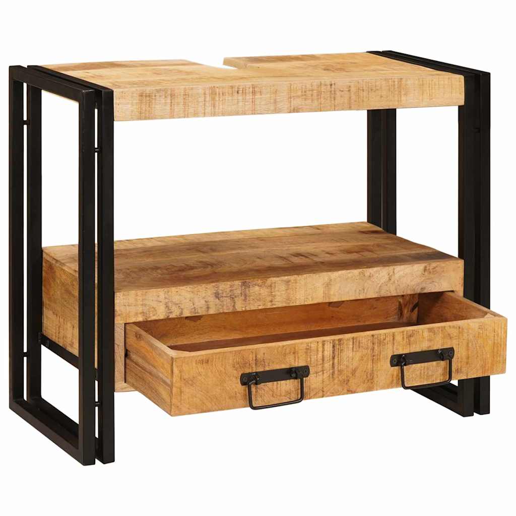 Armadio da bagno con cassetto Marrone Legno di mango massello