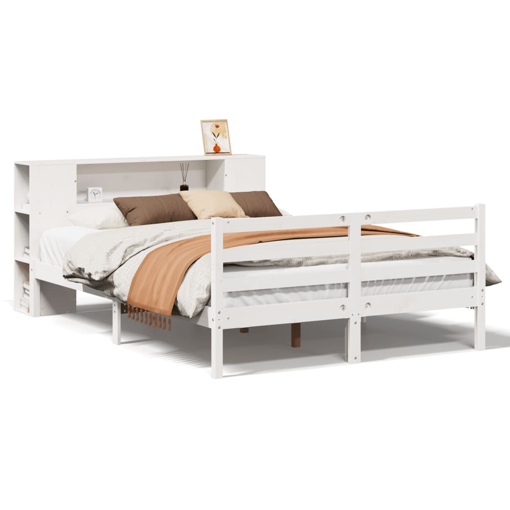 Letto Libreria senza Materasso Bianco 140x200 cm Legno di Pino