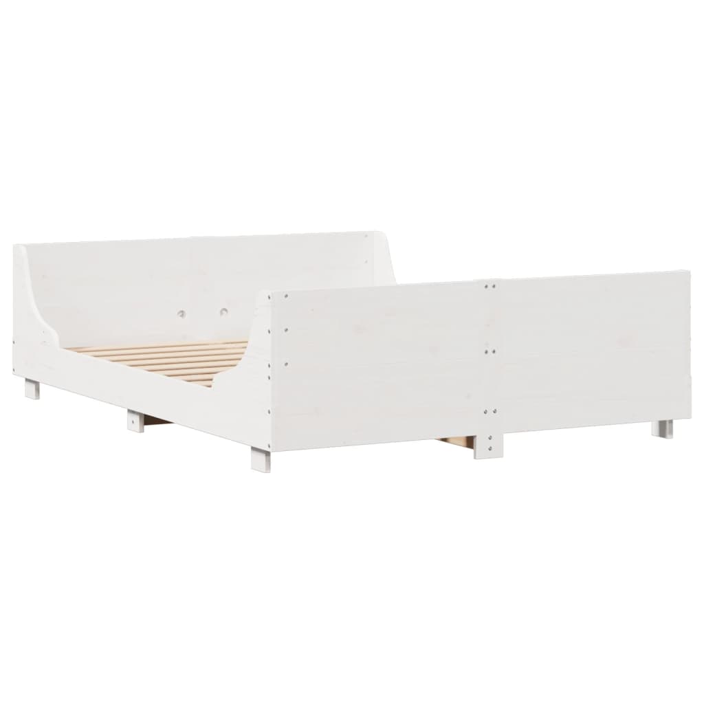 Letto Libreria senza Materasso Bianco 120x190 cm Legno Massello