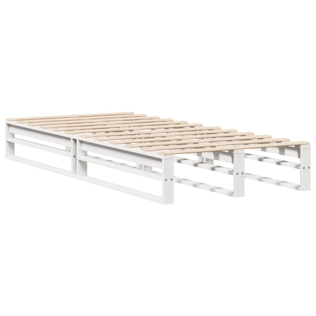 Letto Libreria senza Materasso Bianco 100x200 cm Legno Massello