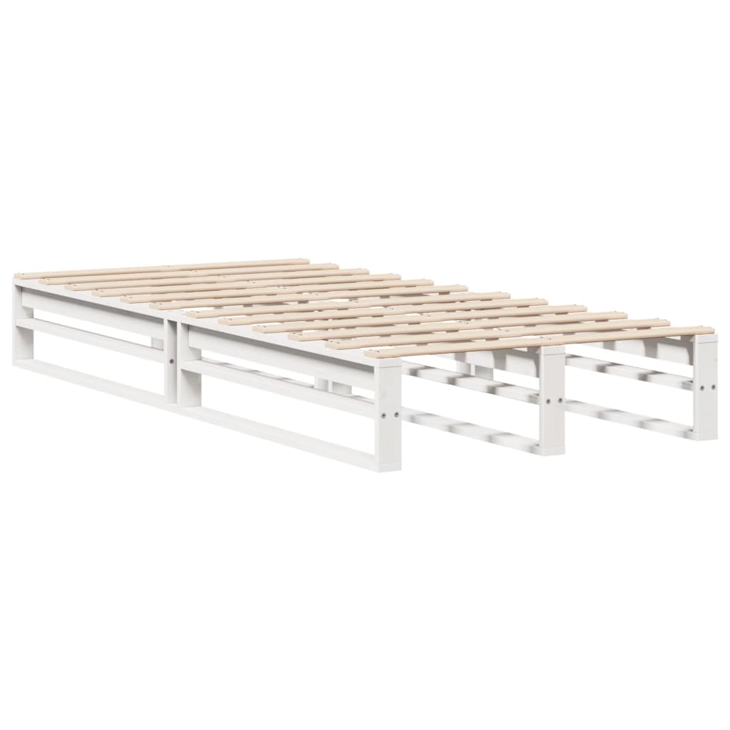 Letto Libreria senza Materasso Bianco 75x190 cm Legno Massello