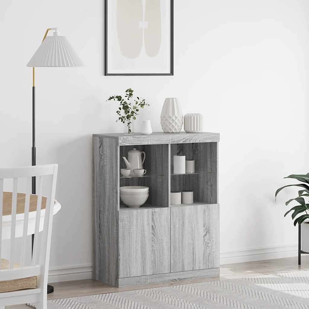 Credenza Grigio Sonoma 81x37x100 cm in Legno Multistrato