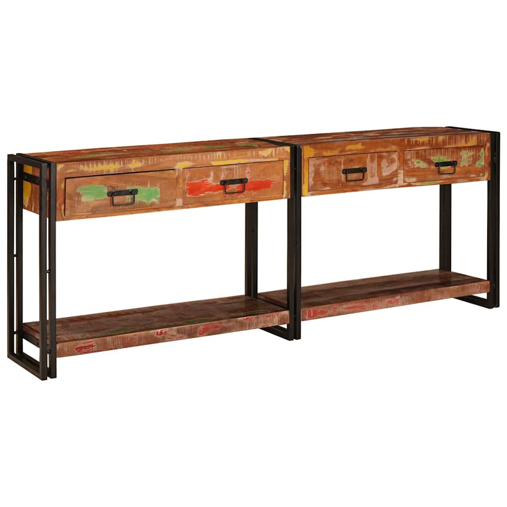 Tavoli consolle 2 pcs Multicolore Legno Recuperato Massello