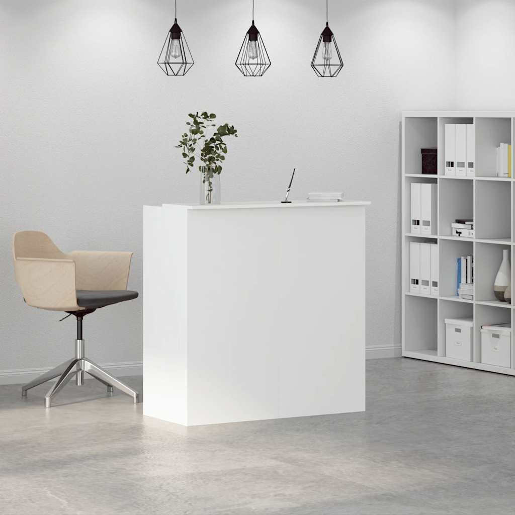 Scrivania per Reception Bianca 100x50x103,5 cm in Legno Massello