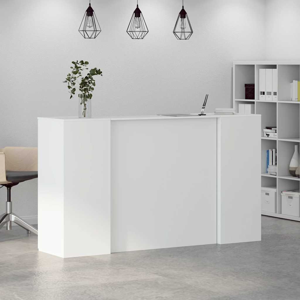 Scrivania per Reception Bianca 180x50x103,5 cm in Legno Massello