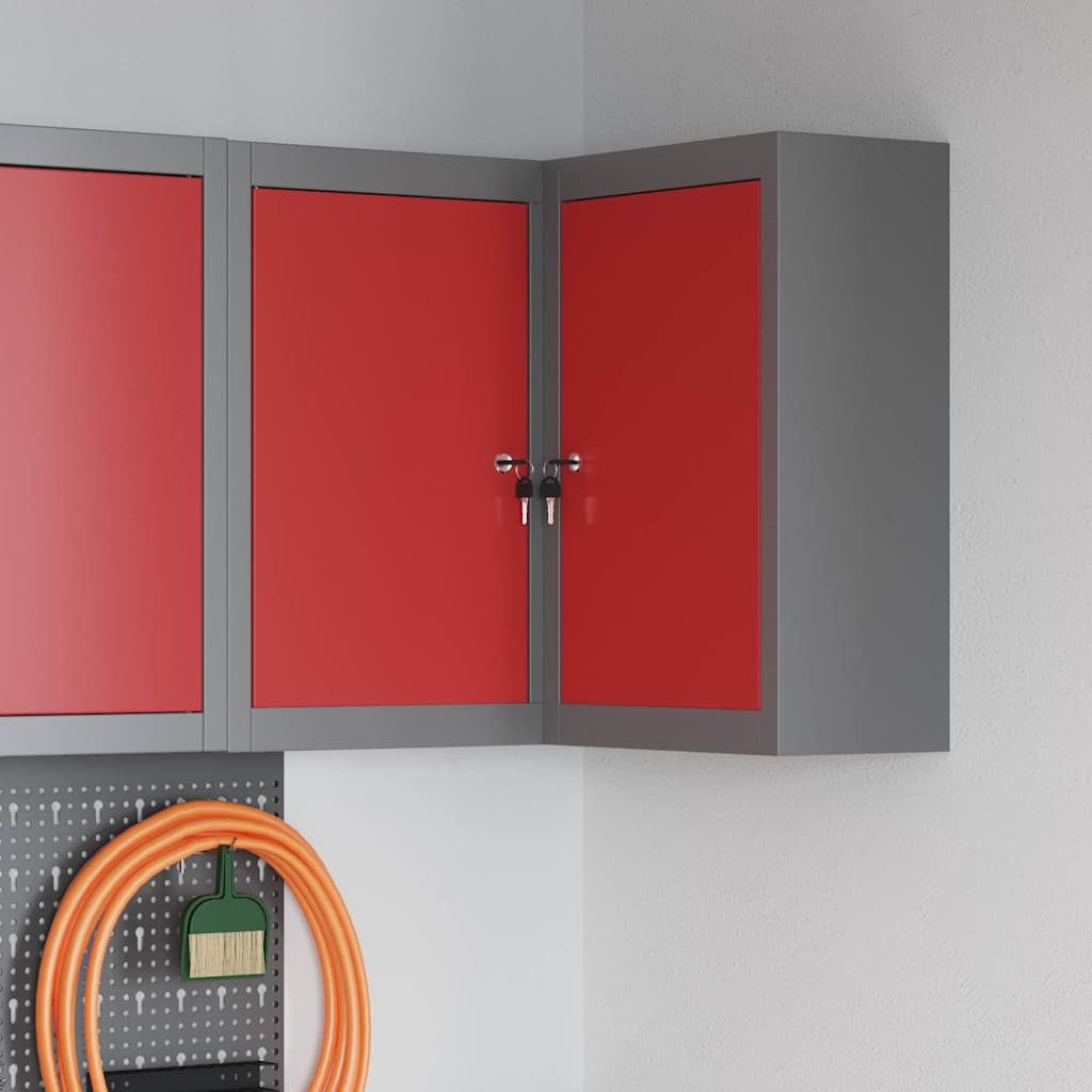 Mobile per attrezzi con blocco Rosso e Grigio 55 x 55 x 55 cm