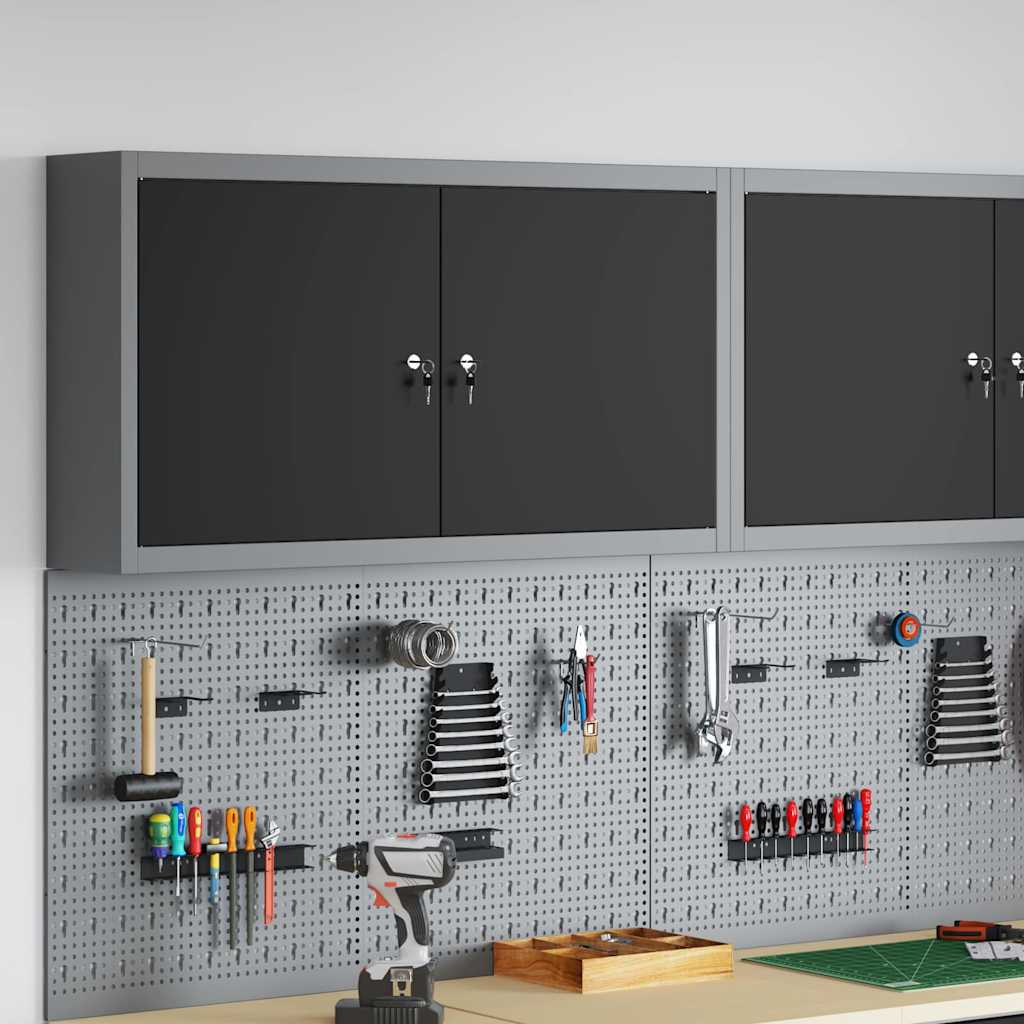 Mobile per attrezzi con blocco Nero e Grigio 50 x 20 x 55 cm