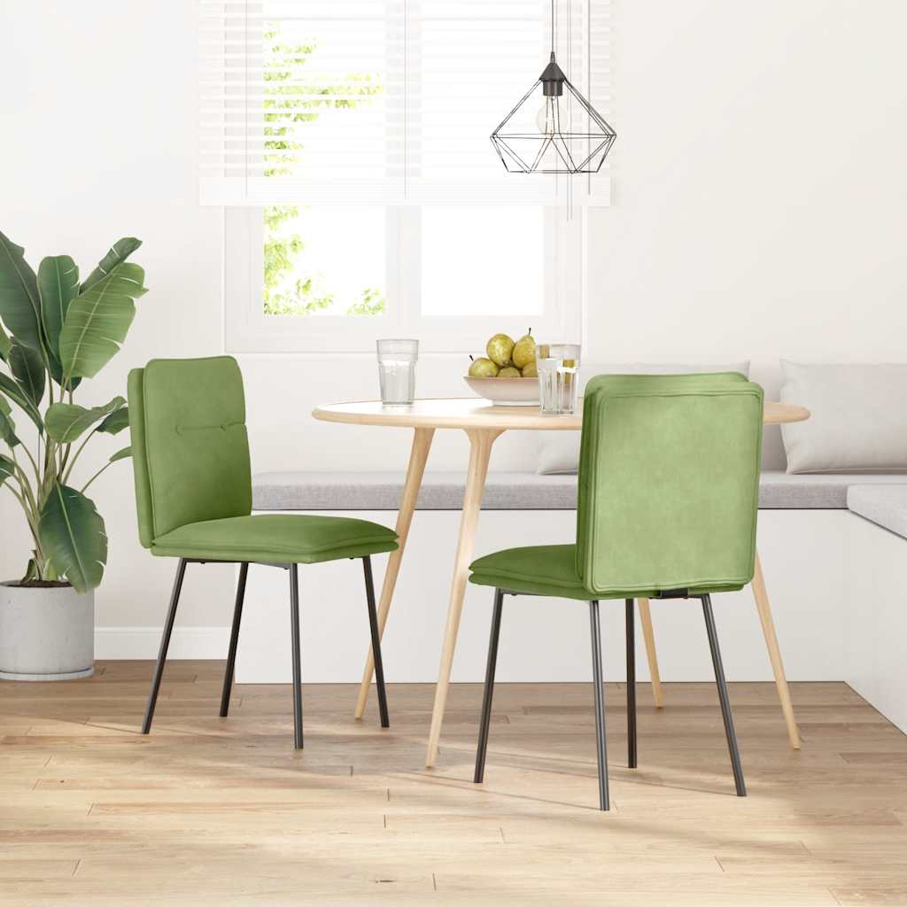 Sedie da Pranzo 2 pz Verde Chiaro in Velluto