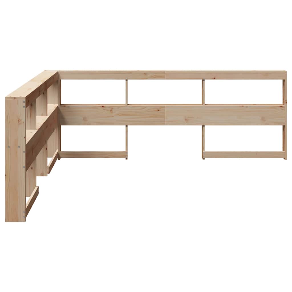 Testiera Libreria a L 200 cm in Legno Massello di Pino