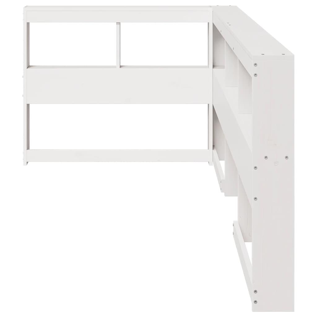 Testiera Libreria a L Bianca 80 cm in Legno Massello di Pino