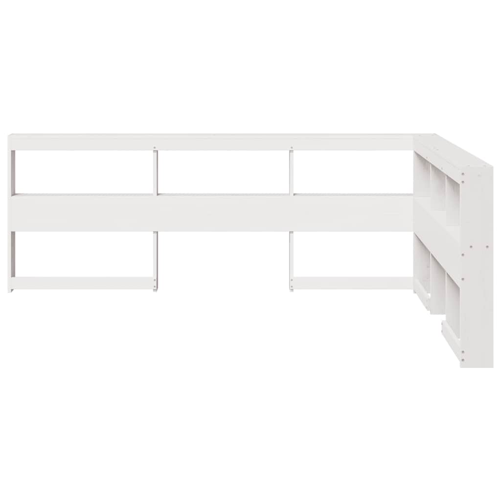 Testiera Libreria a L Bianca 140 cm in Legno Massello di Pino